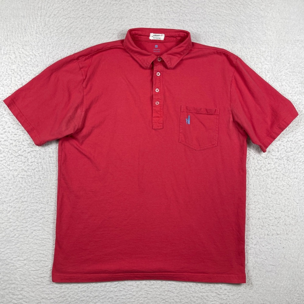 Johnnie-O Polo Shirt Mens XL Red Short Sleeve Cotton Pocket West Coast Prep